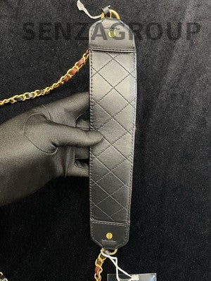 Chanel Red & Black Quilted Classic Flap Bag with Gold Chain