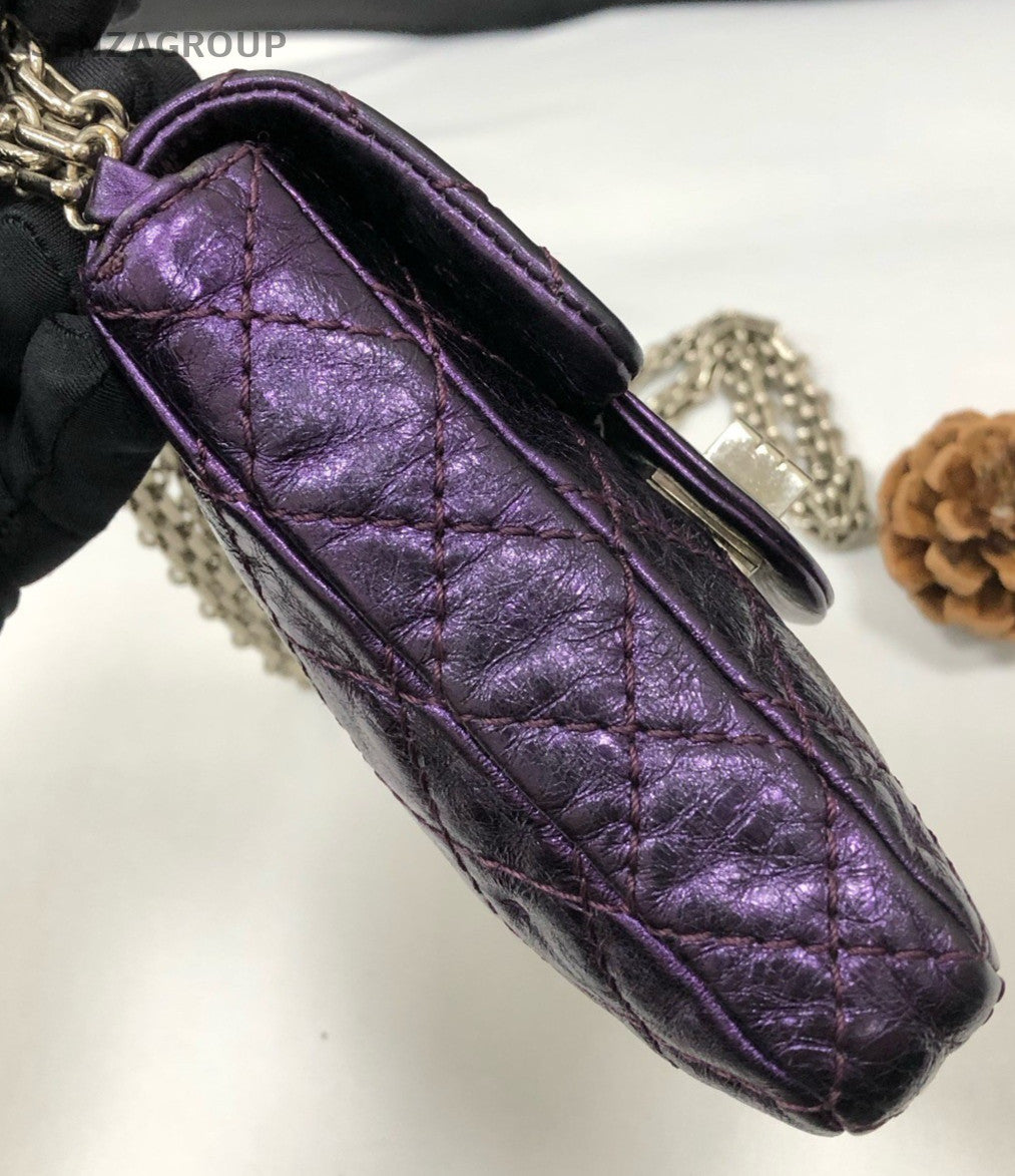 Chanel Cellphone Pouch Chain Shoulder Bag Crossbody Purple Silver Women Classic
