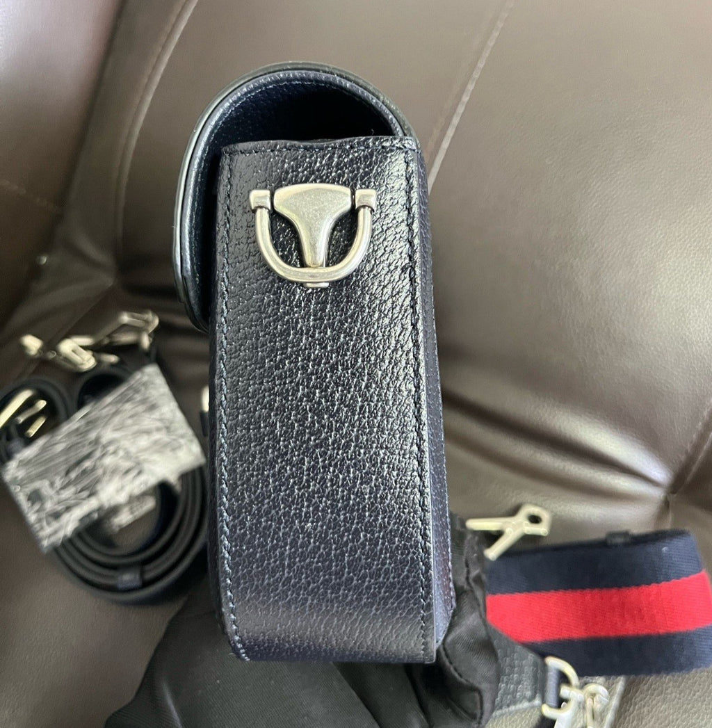 Gucci Ophidia Saddle Mini Shoulder Bag Crossbody Beige Blue Silver Women Classic