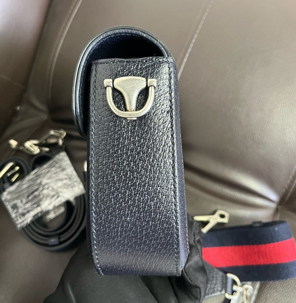 Gucci Ophidia Saddle Mini Shoulder Bag Crossbody Beige Blue Silver Women Classic