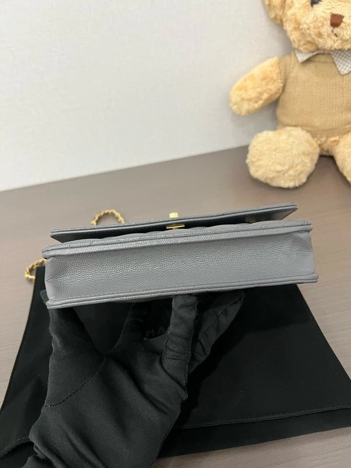 CHANEL Gray Metal Handle WOC Crossbody Bag For Women