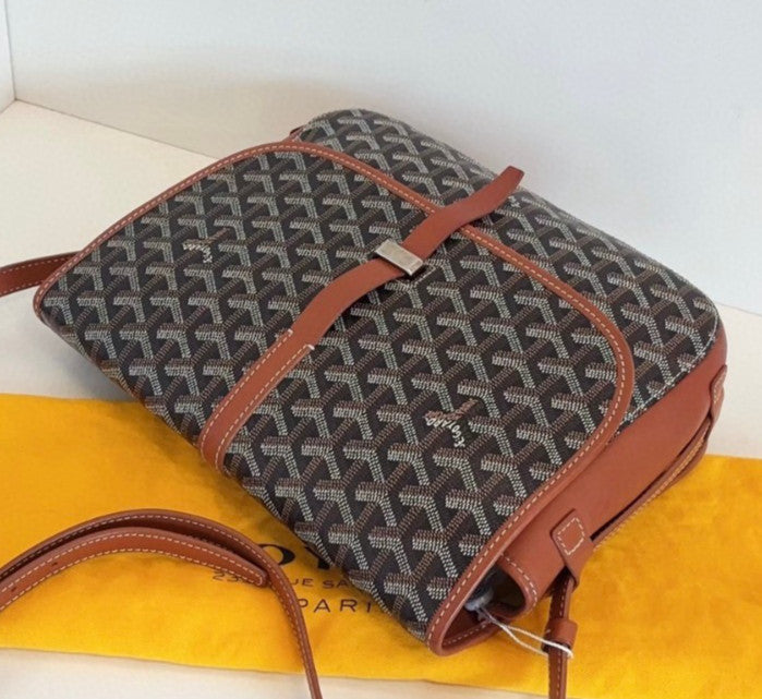 Goyard Belvedere 2Way Shoulder Bag Crossbody Brown Silver Unisex Adults Classic