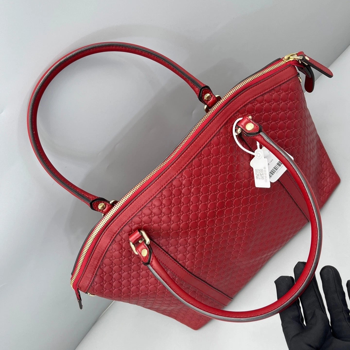 Gucci Red Leather Dumpling Top Handle Bag For Women