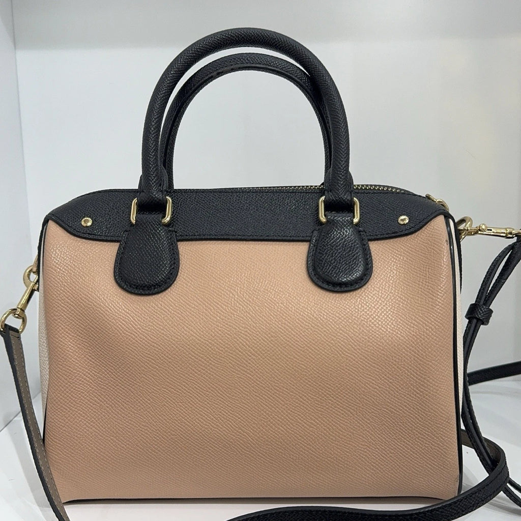 Coach Canvas Beige Boston Shoulder Crossbody Handbag for Women