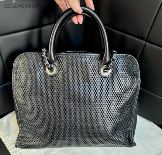 Chanel Tote Chain Calfskin Shoulder Bag Top Handle Bag Black Women Classic