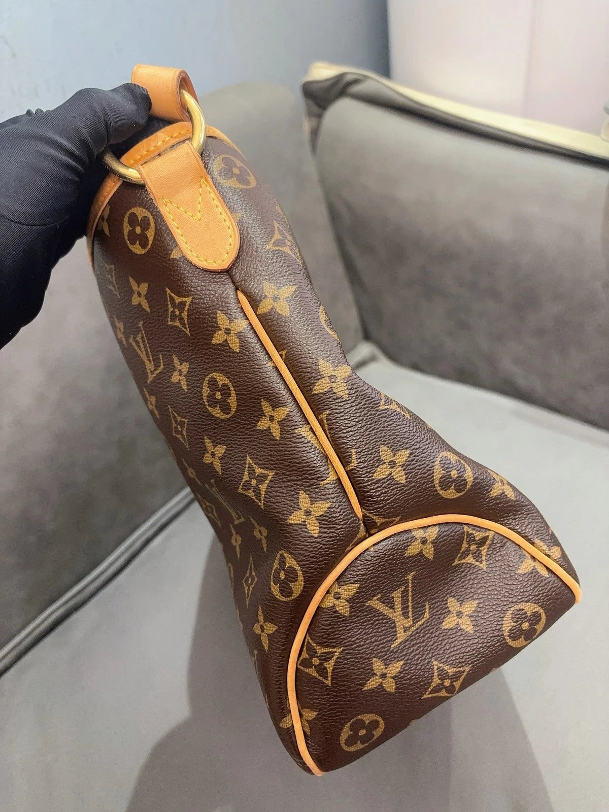 Louis Vuitton Delightful PM Monogram Shoulder Bag Brown Gold Used Women Classic
