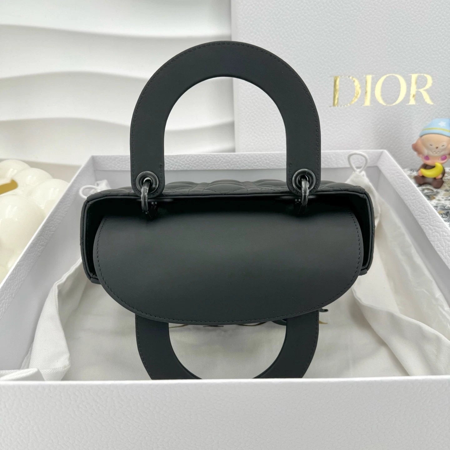 New Dior Black Matte Calfskin Lady Dior Top Handle Bag For Women