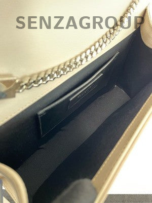 Saint Laurent YSL Kate Chain Shoulder Bag Grey White Silver Hardware