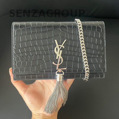 Saint Laurent YSL Kate Small Tassel Chain Crossbody Bag Black Silver
