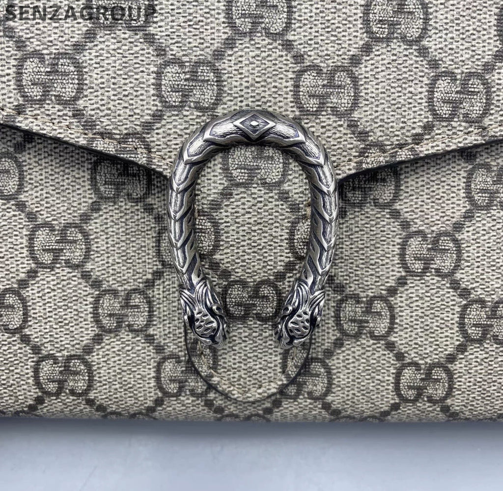 Gucci Dionysus WOC Chain Brown Silver Buckle Shoulder Crossbody Bag