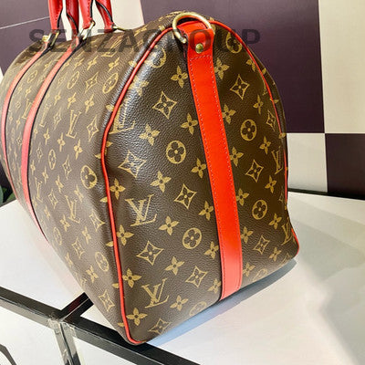 Louis Vuitton Keepall 50 Monogram Red Travel Bag Unisex Hand Carry