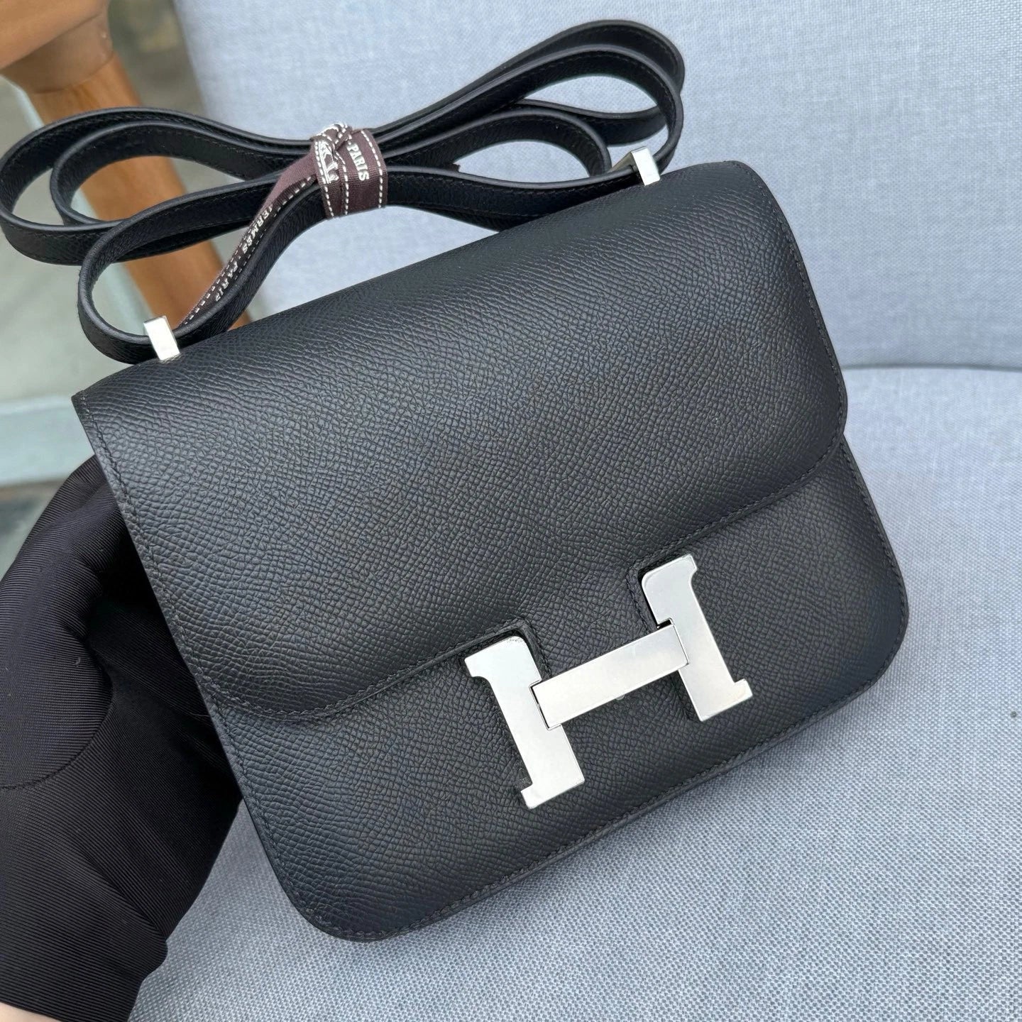 Hermes Constance19 Black Epsom Leather Crossbody Bag Women