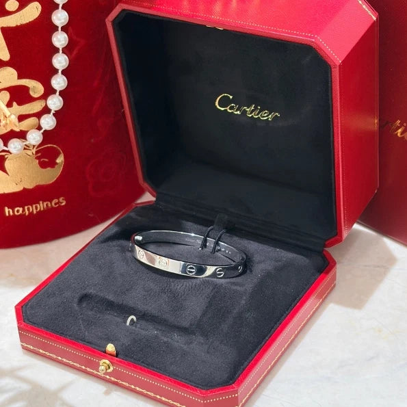 Cartier Classic Love Bracelet Double Screw 18k White Gold Bangle Size16