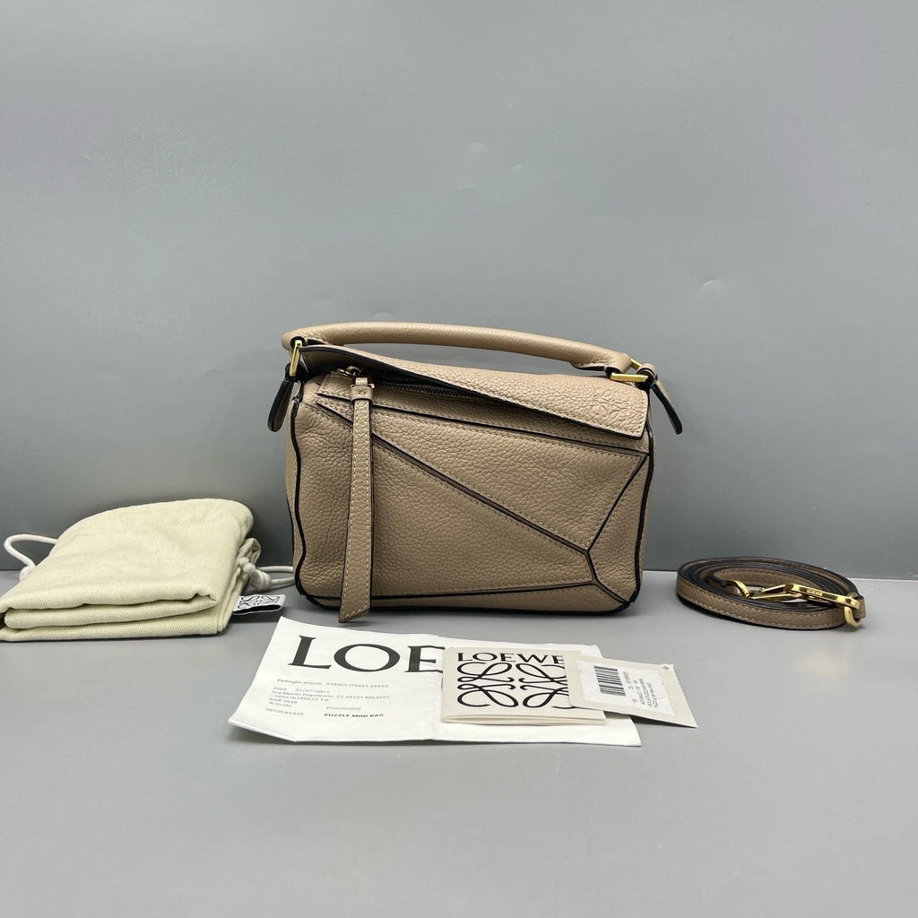 Loewe Mini Geometric Leather Crossbody Bag For Women Beige