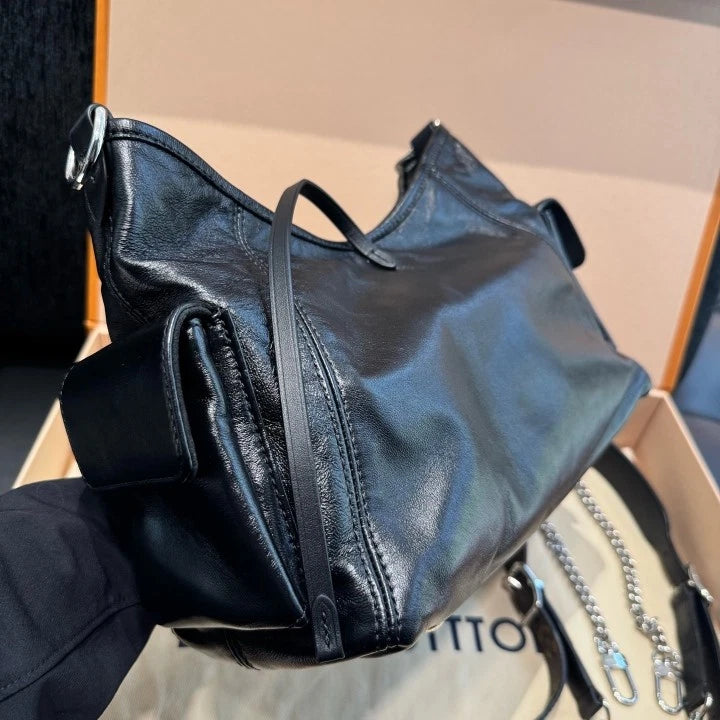 Louis Vuitton Carryall Cargo PM Lambskin Shoulder Bag Black Women D