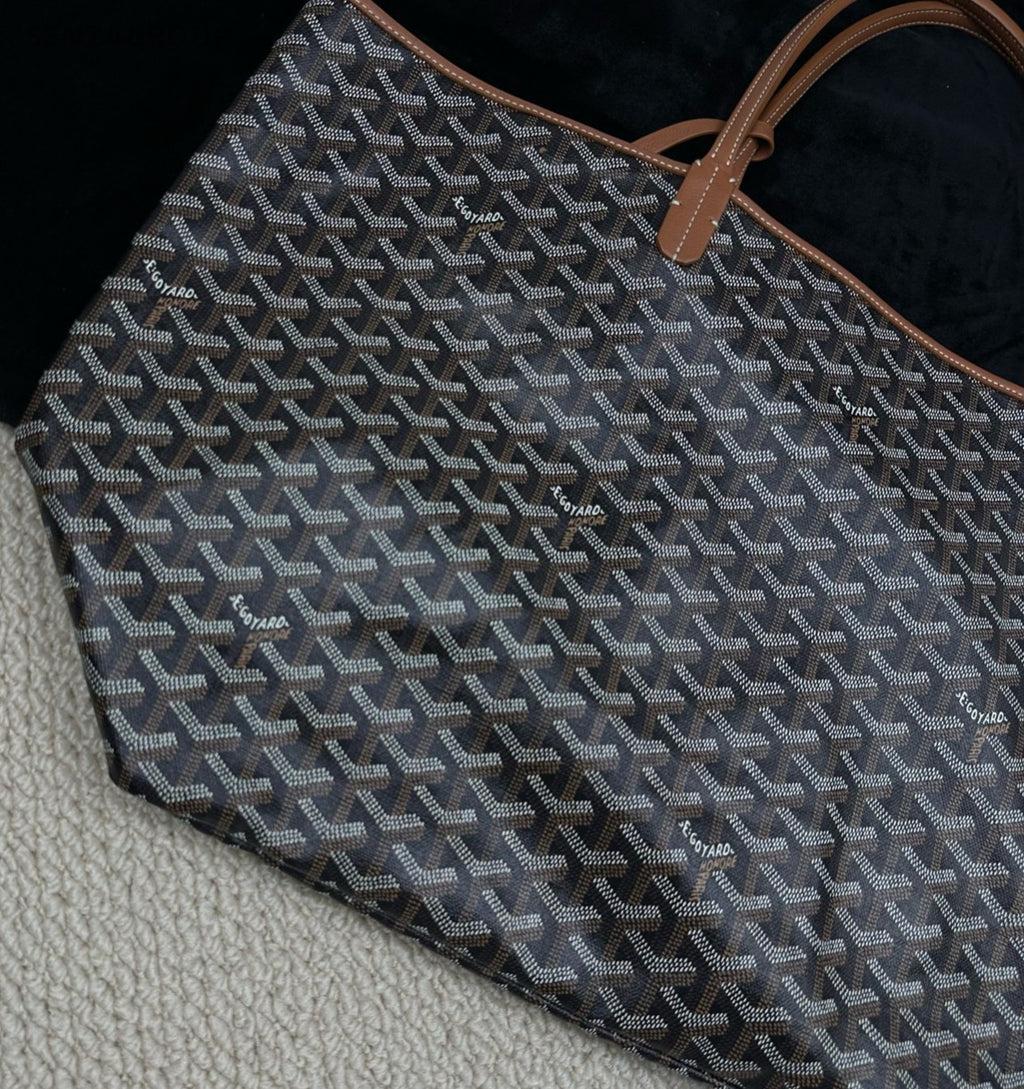 Goyard GM Canvas Monogram Tote Shoulder Bag With Pouch Women Black.