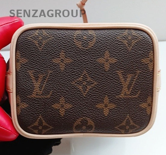 Louis Vuitton Nano Noe Monogram Bucket Top Handle Bag Crossbody Brown Gold Women