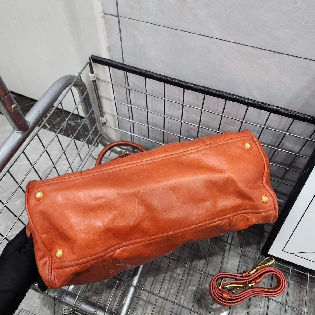 PRADA Orange Tote Handbag Shoulder Crossbody For Women