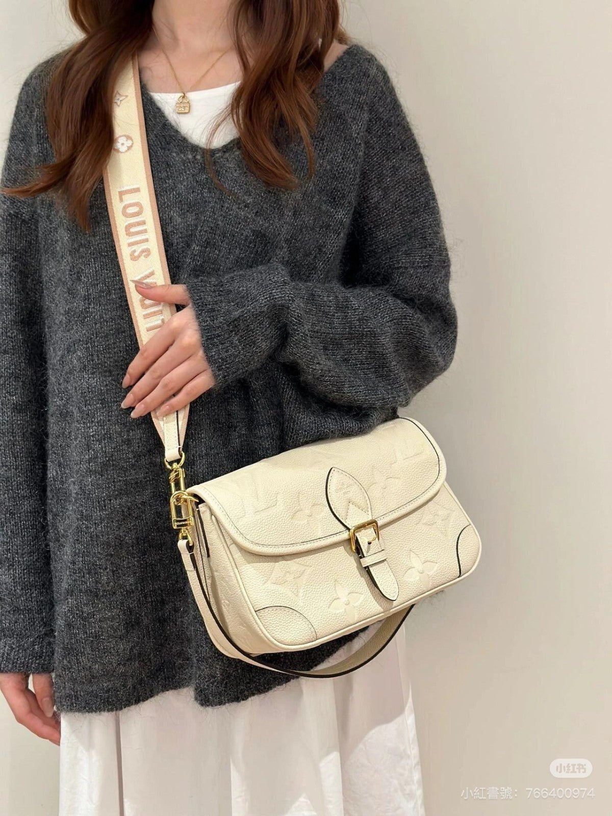 Louis Vuitton Diane Monogram Empreinte Cream White Shoulder bag Crossbody Women