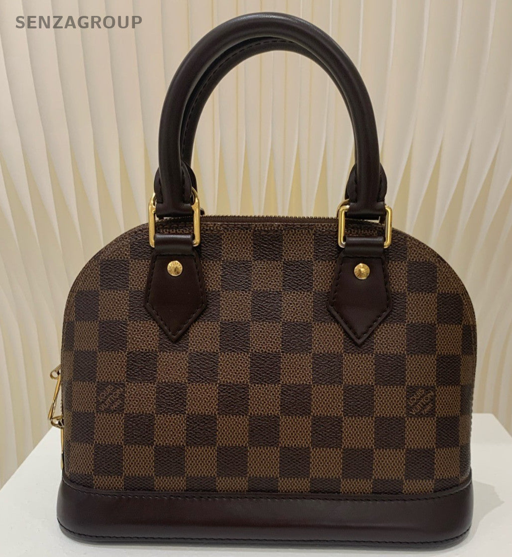 Louis Vuitton Alam BB Top Handle Bag Crossbody Brown Red Gold Women Classic