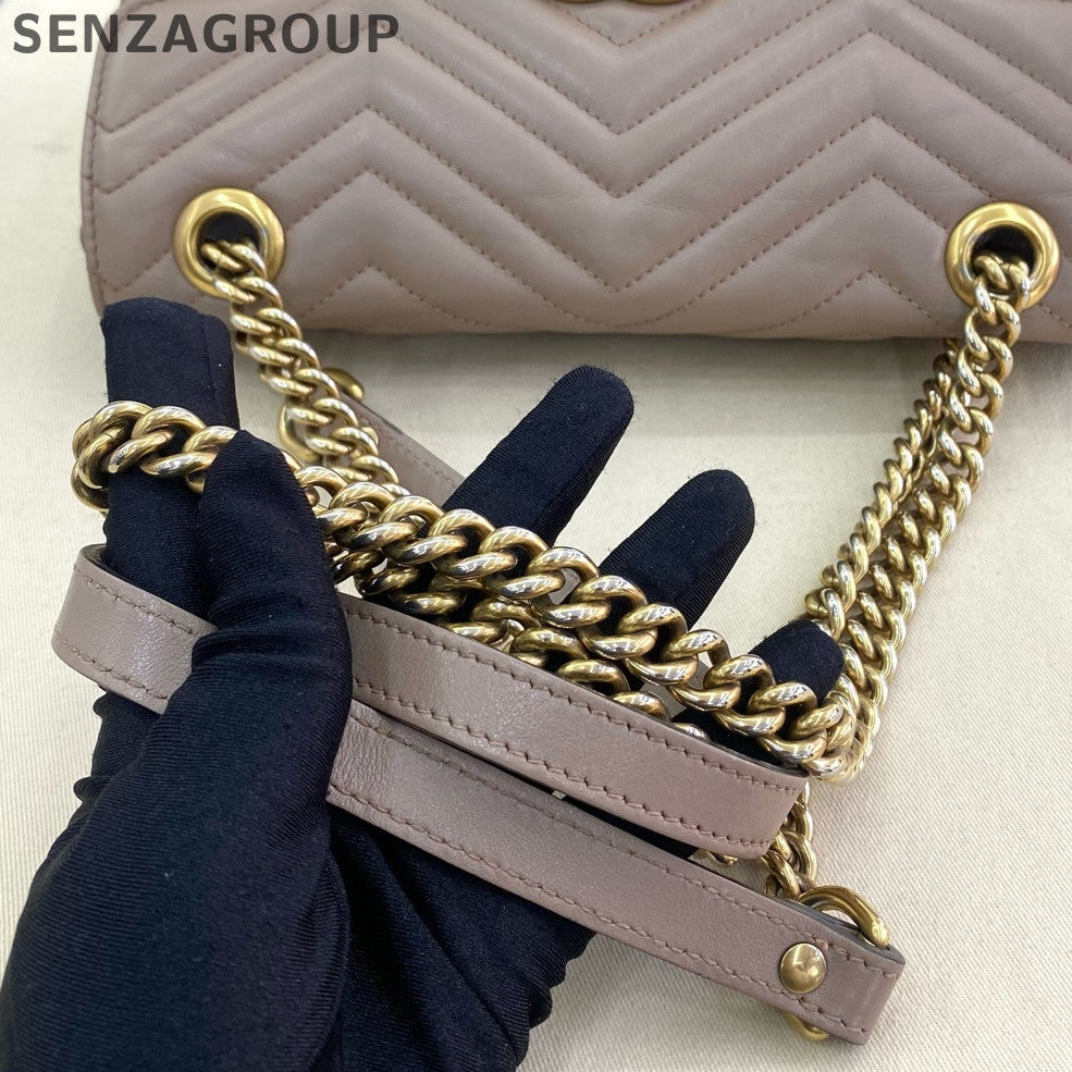 Gucci Marmont 26 Chain Shoulder Crossbody Bag Beige Classic Women's