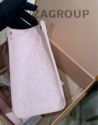 Louis Vuitton OnTheGo PM Pink Leather Tote Bag Women's Handbag