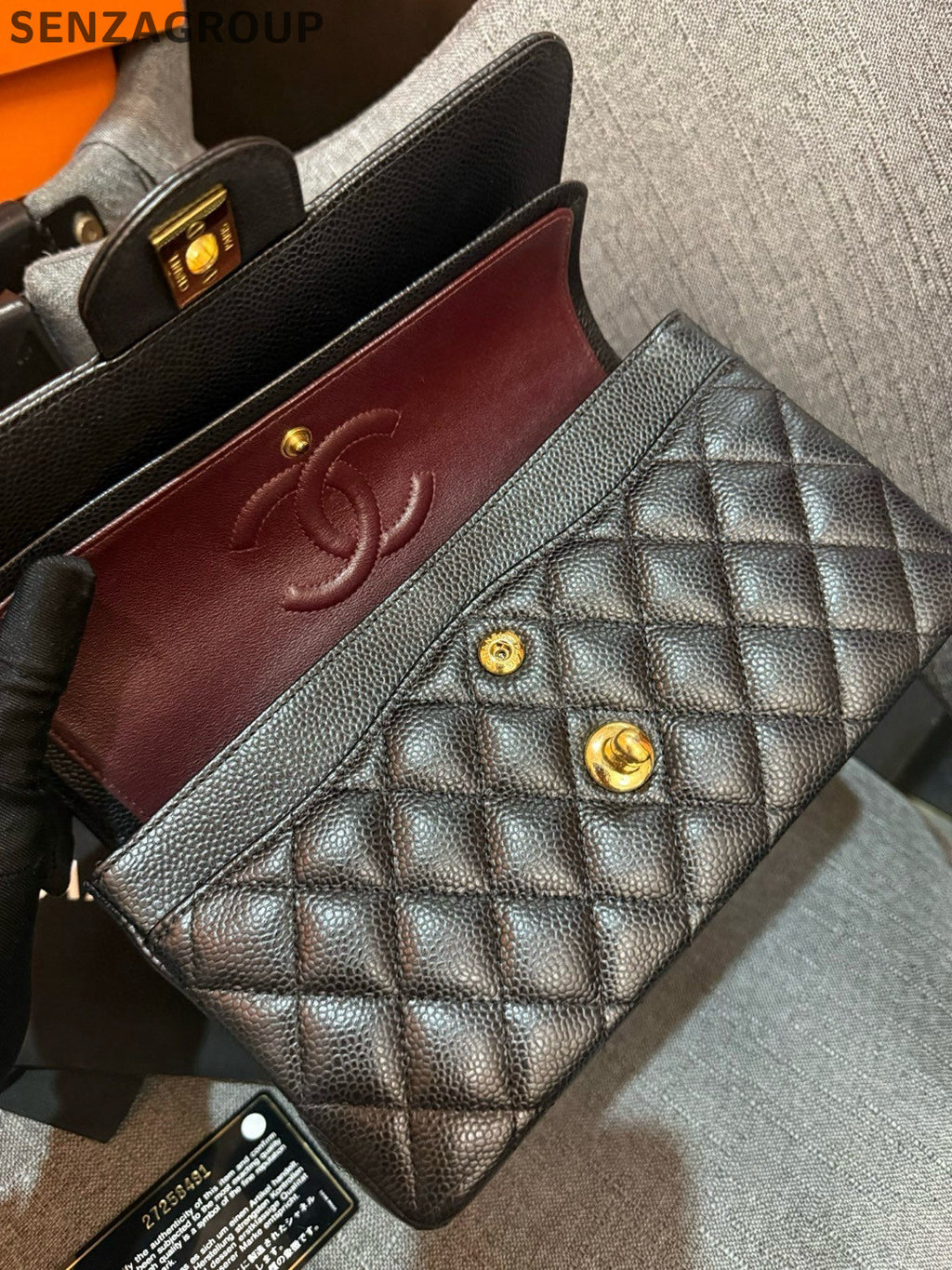 Chanel Black Gold CF Small Quilted Chain Shoulder Bag