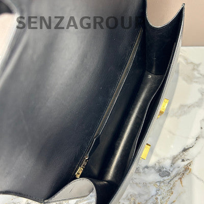 Vintage Hermes Box Leather Black Gold Shoulder Crossbody Bag Classic Women