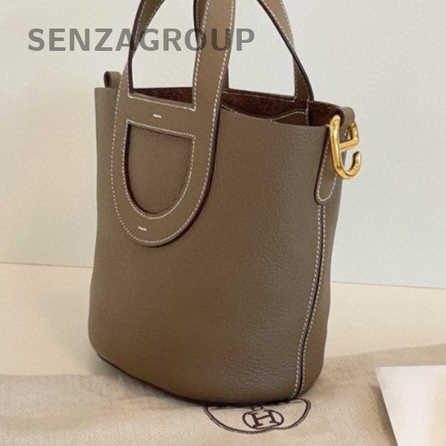 Hermes In The Loop Top Handle Bag Gray Gold Used Women Classic