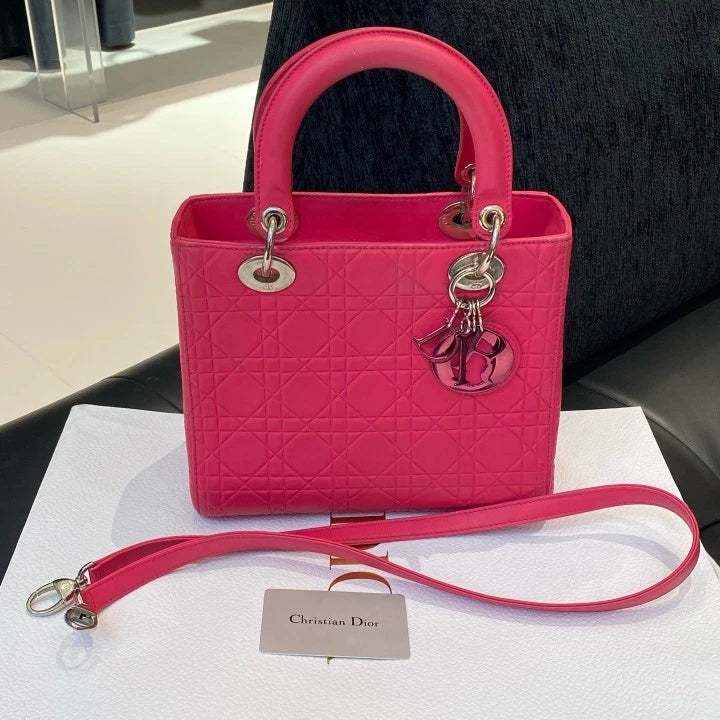 Dior Lady Dior Lambskin Shoulder Bag Crossbody Excellent