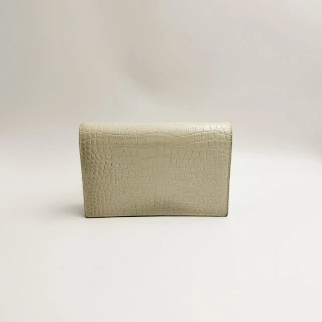 YSL Silver White Kate Chain Shoulder Crossbody Bag For Women