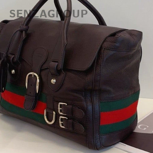 Gucci Calfskin Vintage Top Handle Bag Red Silver Used Women Classic