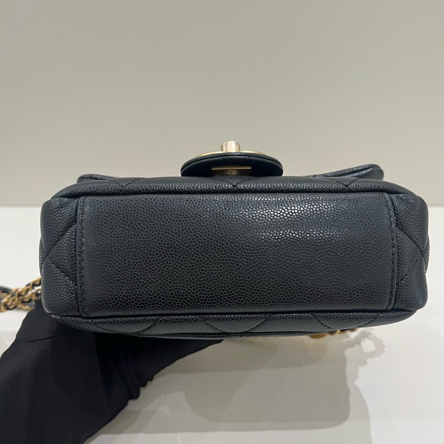Chanel Classic Flap Quilted Gold Coin Chain Crossbody Bag Black Gold