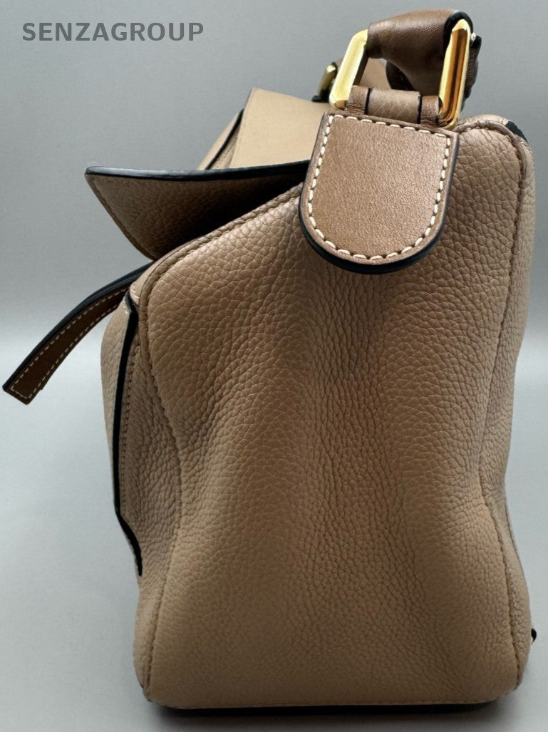 Loewe Puzzle MM Shoulder Bag Crossbody Brown Gold Used Women Classic