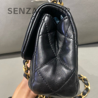 Chanel 23S Gold Coin Chain Shoulder Crossbody Bag Quilted Black Gold