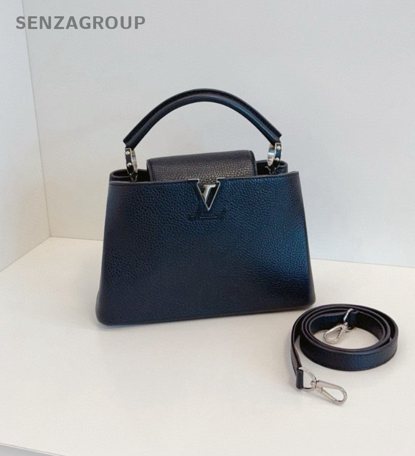 Louis Vuitton Capucines BB Top Handle Shoulder Crossbody Women Bag Blue
