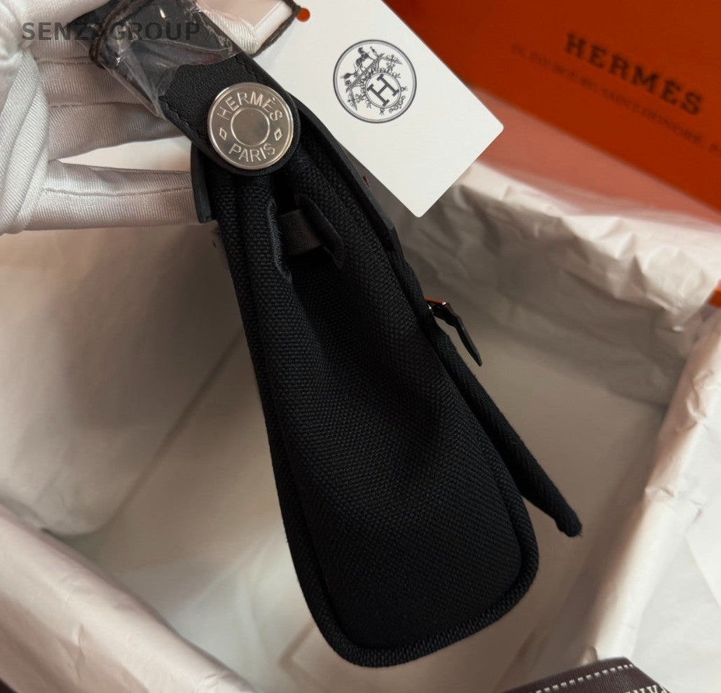 Hermes Herbag Mini Shoulder Bag Black Silver Used Women Classic
