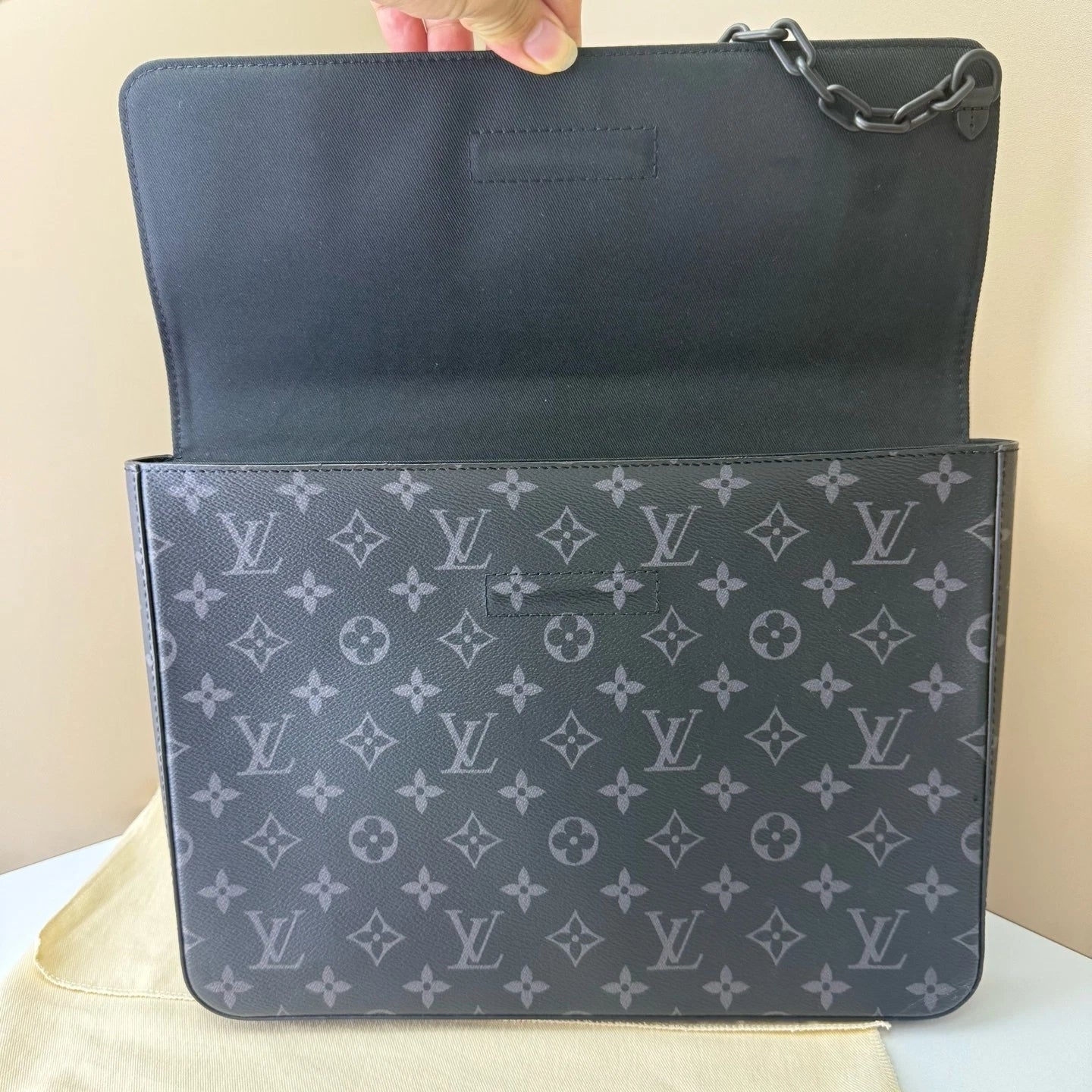 Louis Vuitton Monogram Canvas Black Clutch For Unisex Adults