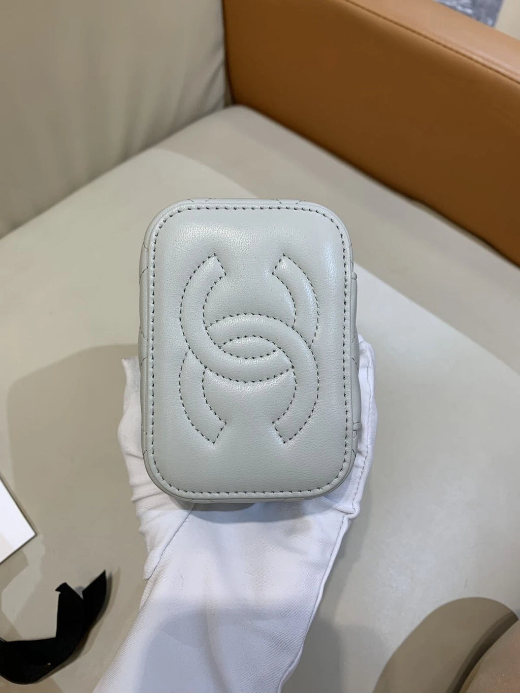 CHANEL Light Gray Gold Ball Mini Box Bag For Women