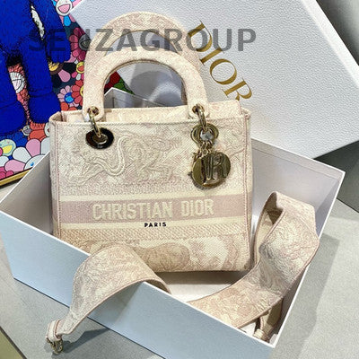 Dior Pink Embroidered Lady Dior Bag - Classic Fashion Handbag for Women
