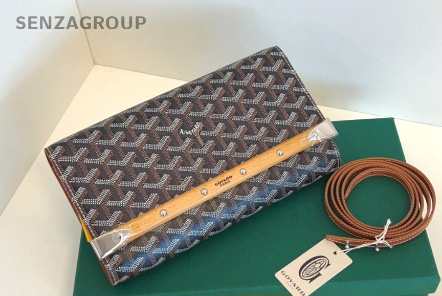 Goyard Monogram Monte Carlo Clutch Crossbody Shoulder Bag Women Brown