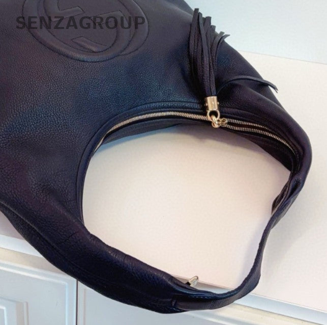 Gucci Soho Hobo Bag Black Gold Top Handle Shoulder Bag Women Classic Fashion