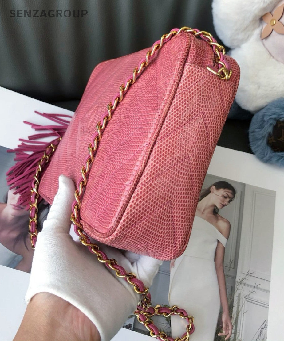 CHANEL Camera bag Lizard skin Chain Shoulder bag Pink Women