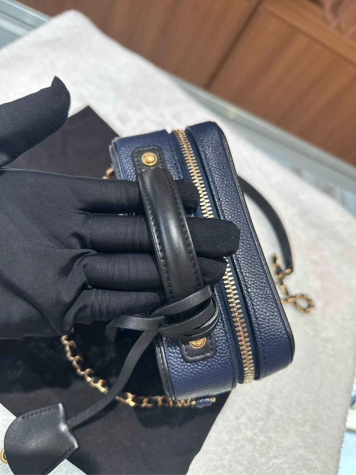 CHANEL Blue Small Camera Bag Handbag Crossbody For Women