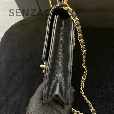 Chanel Quilted Black Gold Pearl Vertical Chain Shoulder Crossbody Bag