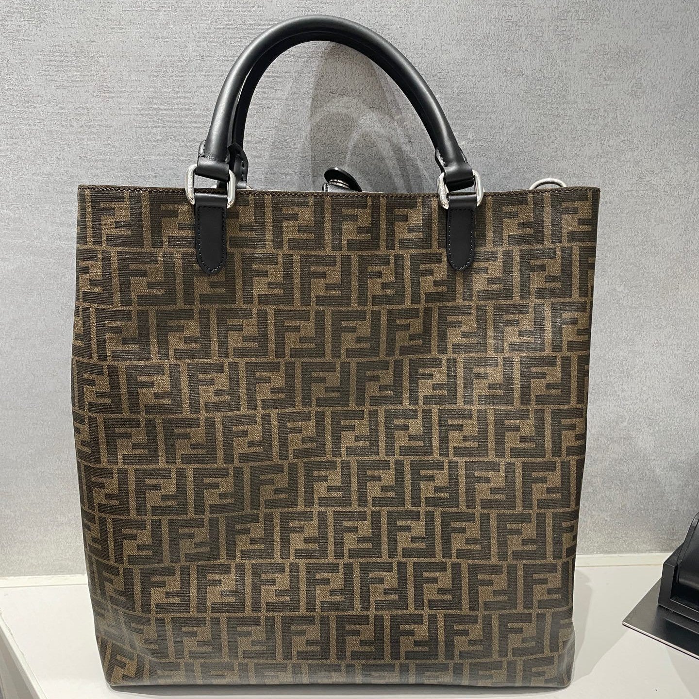 Fendi Tote Shoulder Bag Brown Silver Buckle Classic Fashion Women's