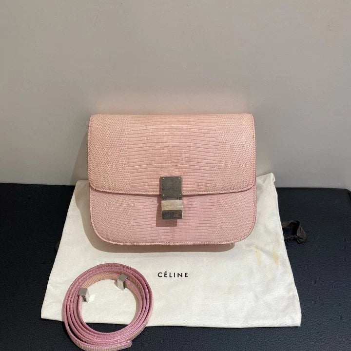 Celine Box 2Way Shoulder Bag Crossbody Pink Used Women Classic Fashion D