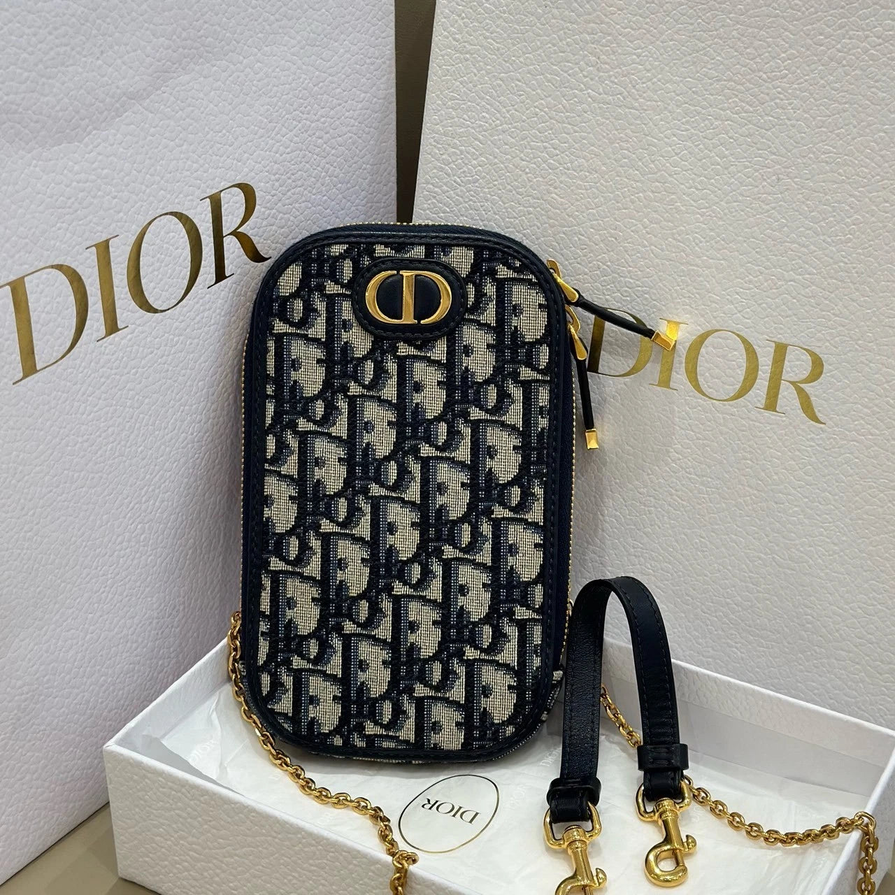 Dior Canvas Monogram Montaigne Phone Crossbody For Women