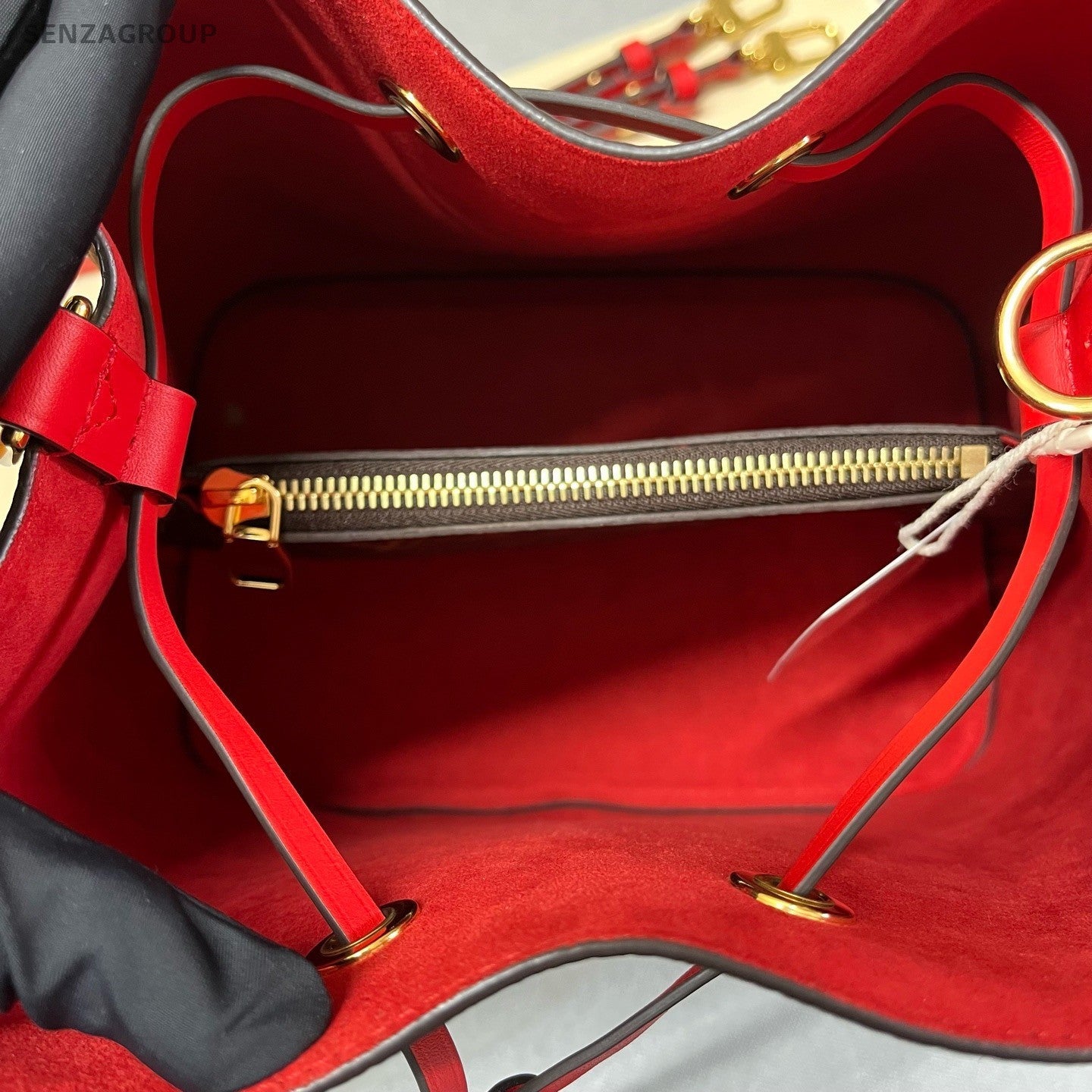Louis Vuitton Monogram Bucket Shoulder Bag Crossbody Brown Red Women Classic