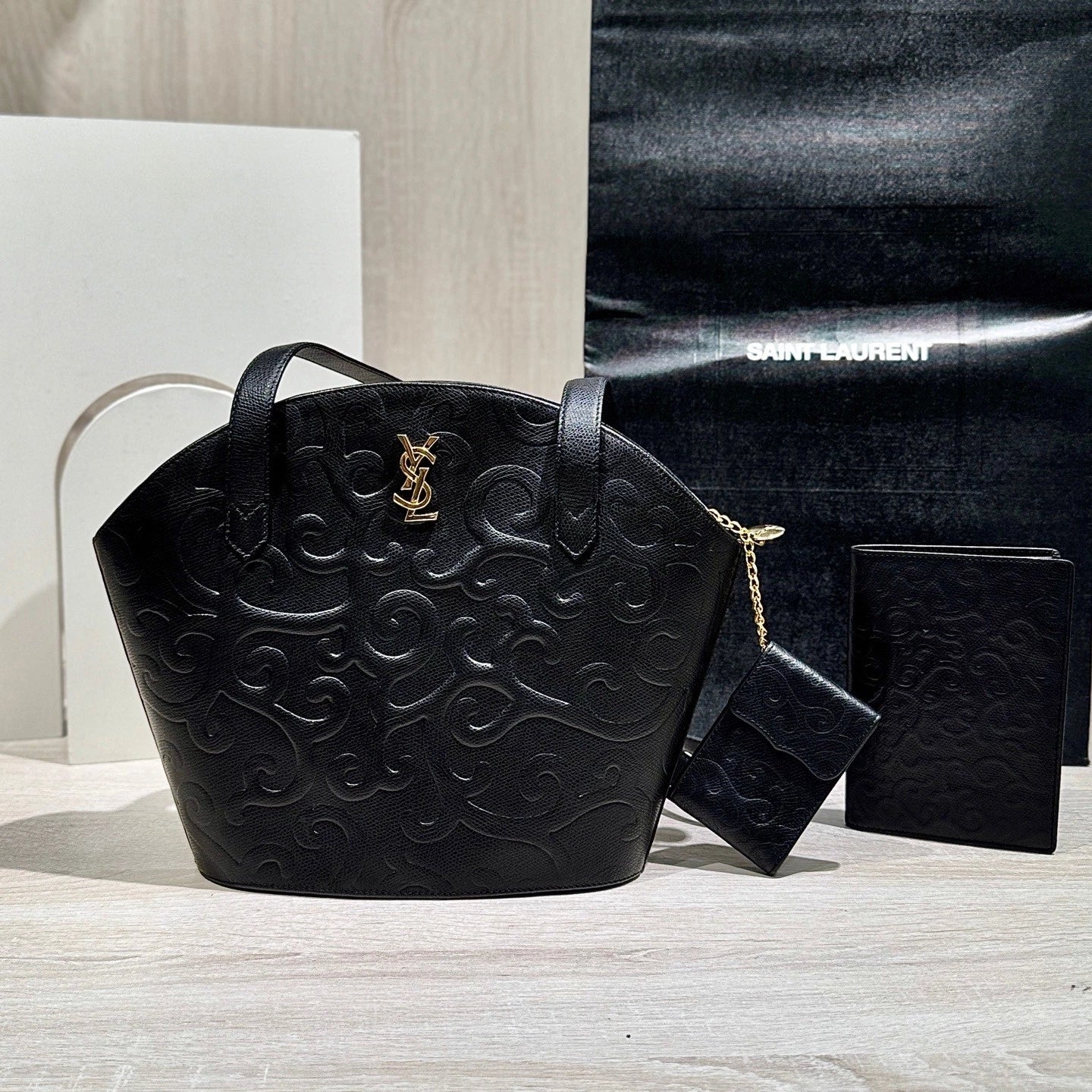 YSL Black Quilted Leather Shoulder Shell Bag For Women
